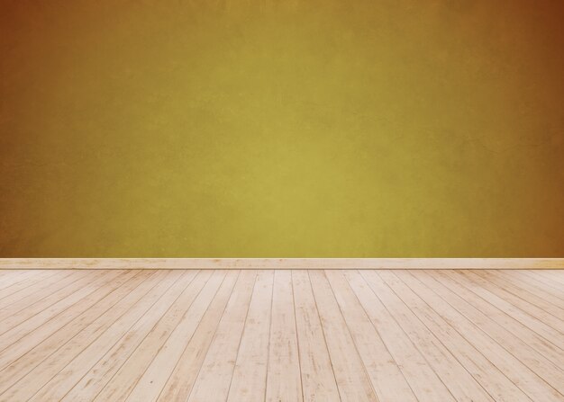 Orange cement wall with Wooden floor 