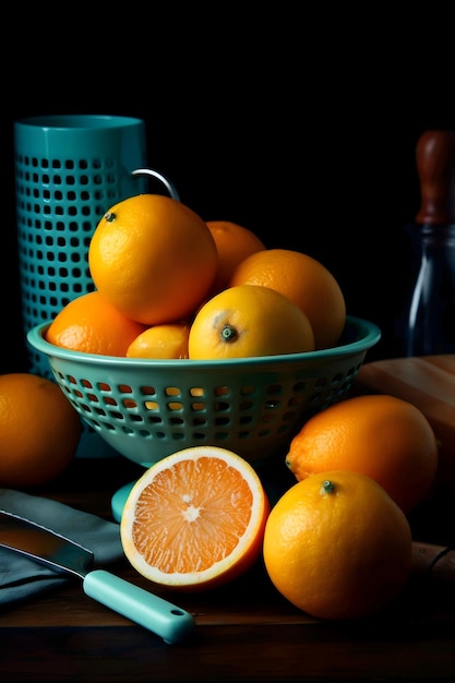 Orange citrus in plate on table