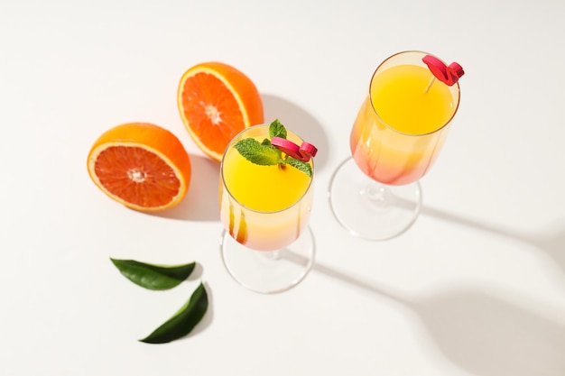 Orange cocktail concept of fresh delicious summer citrus cocktail