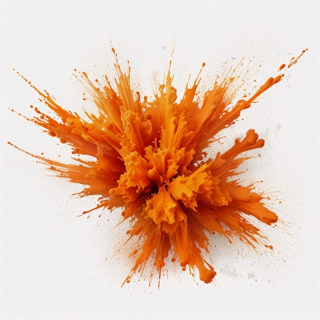 Orange color explosion isolated on white