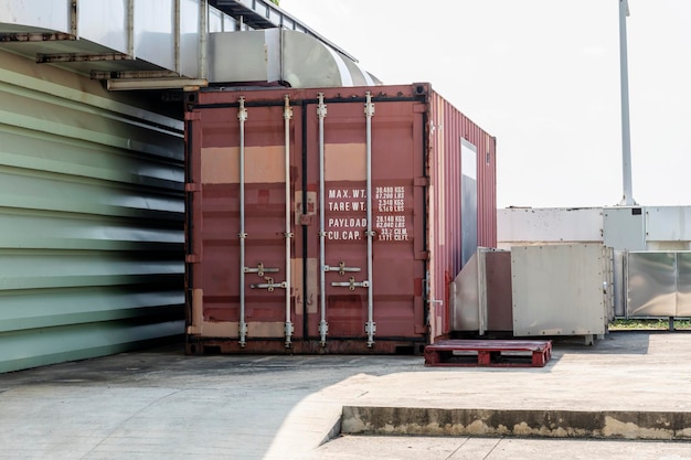 Orange container with closed door