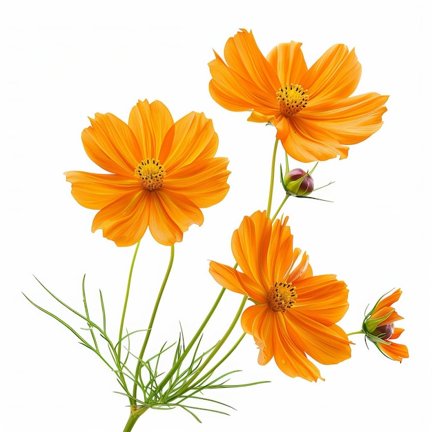 Orange Cosmos Isolated on White Background Beautiful Cosmos Flower