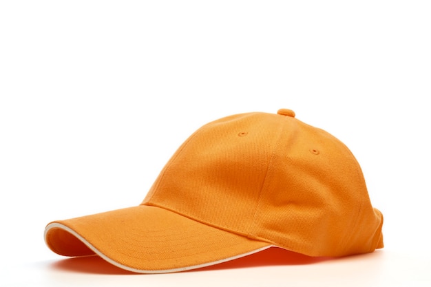 Orange courier hat isolated on white surface