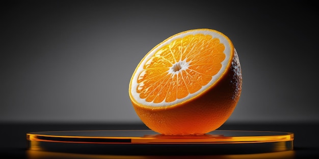 An orange cut in half sitting on a plate generative AI