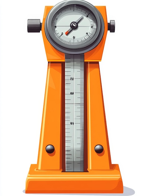 Photo orange dial gauge with a pointer