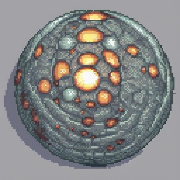 Photo orange dot pixel art sphere model