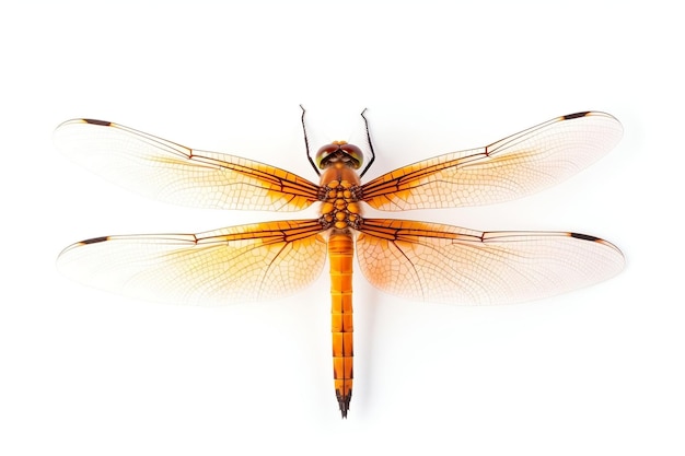 Orange Dragonfly Top View Isolated on white Background Generative AI