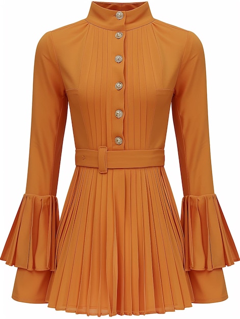 orange dress with a collar and a collar