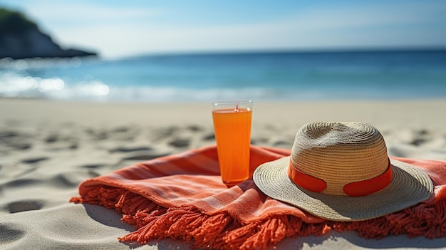 Orange drink beach background