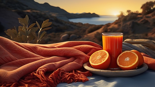 Orange drink beach background