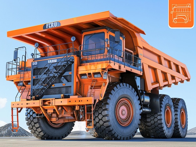 a orange dump truck with the word detour on it