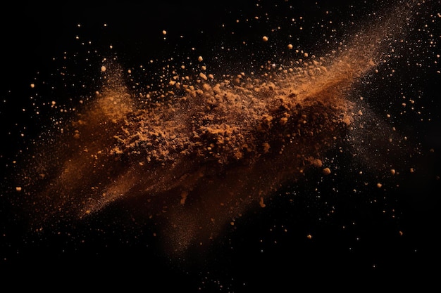 Orange dust in the air against a black background