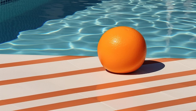 Orange on edge of pool Generative AI