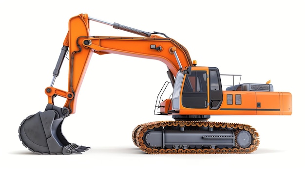 Orange excavator with black cab and tracks