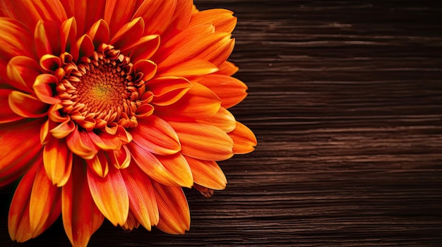 Orange flower on a wooden background