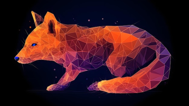 Photo an orange fox with its head down in a polygon style vector illustration