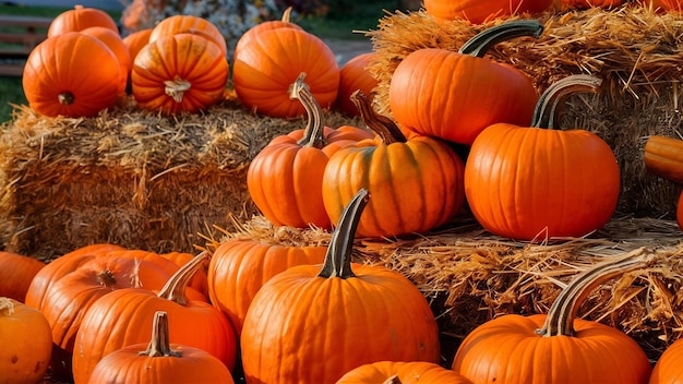 Orange fresh pumpkins