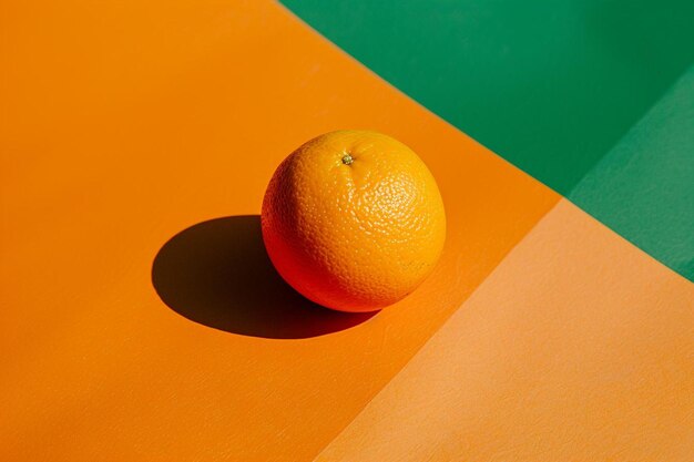 Photo orange fruit on colorful orange and green surface