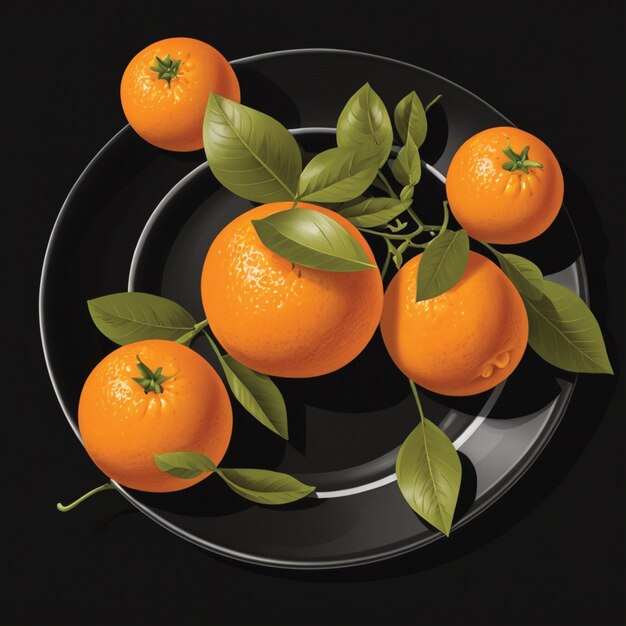 orange fruit on a plate black background fresh orange fruits