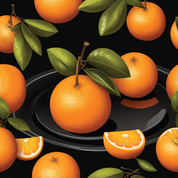 orange fruit on a plate black background fresh orange fruits