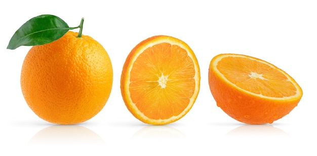 Orange fruit set isolated on white background