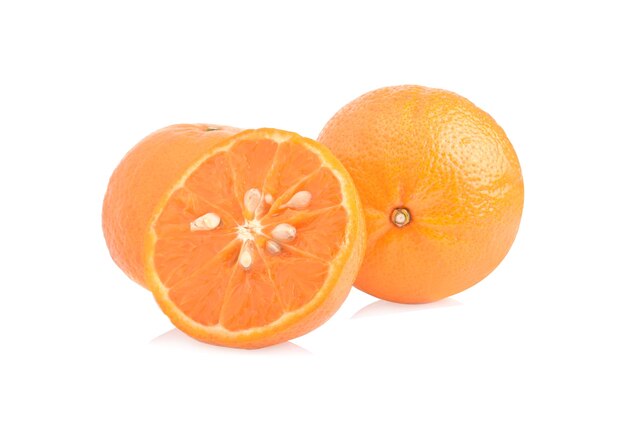 Orange fruit sliced isolated on white background