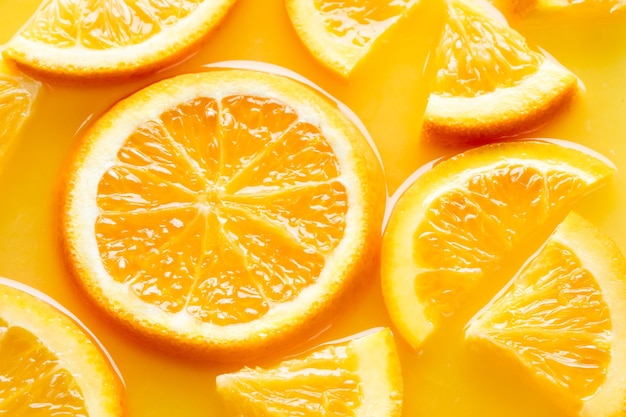 Orange fruit slices in juice