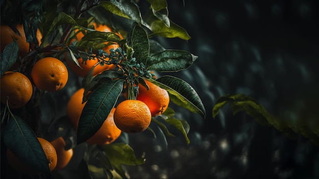 Orange fruit on tree branch