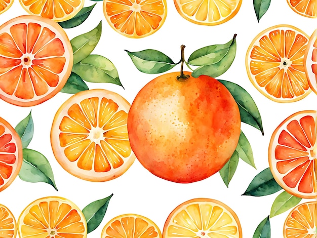 Orange fruit Watercolor background