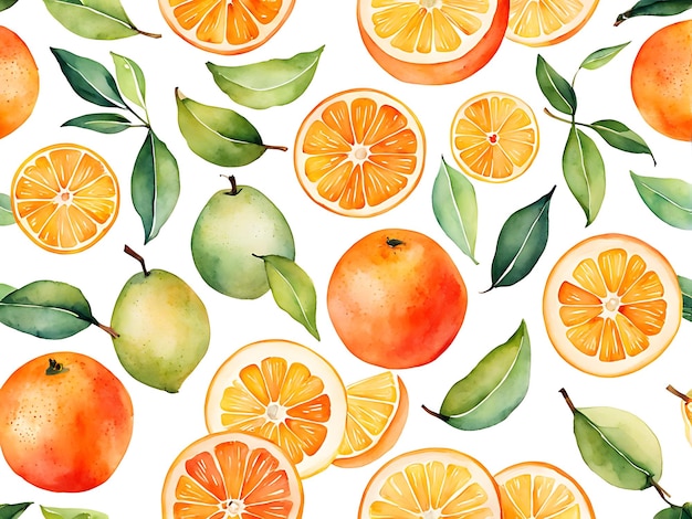 Orange fruit Watercolor background