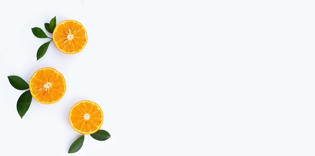 Orange fruits on white background. Citrus fruits low in calories, high in vitamin C and fiber