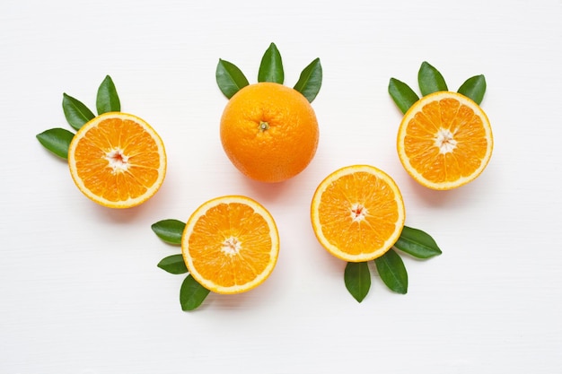 Orange fruits on white background