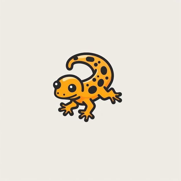 orange gecko cartoon flat illustration minimal line art