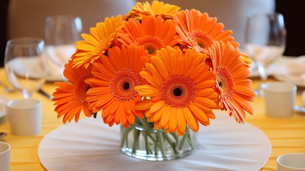 Orange gerbera centerpiece