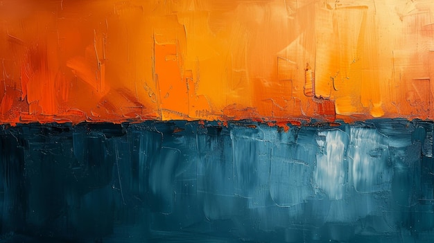 Orange gold blue modern abstract oil painting artwork design