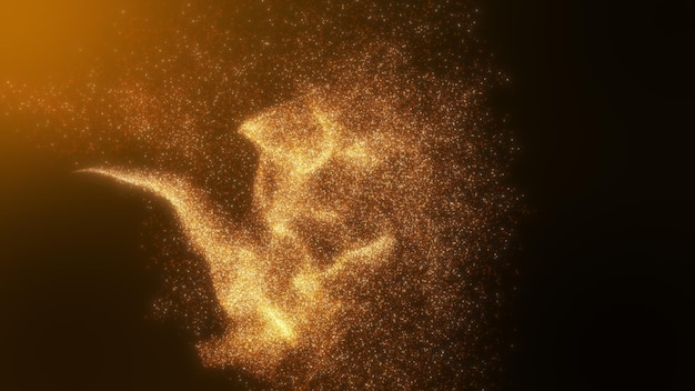 Orange gold glow dust particles flowing