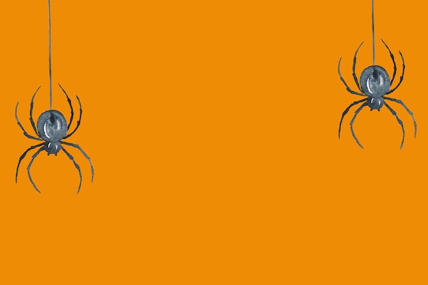 Orange Halloween background with spiders