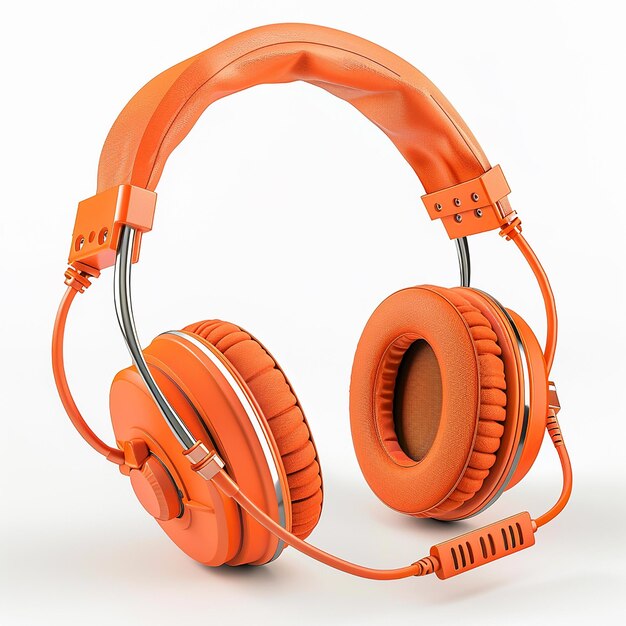 Photo orange headset on white background