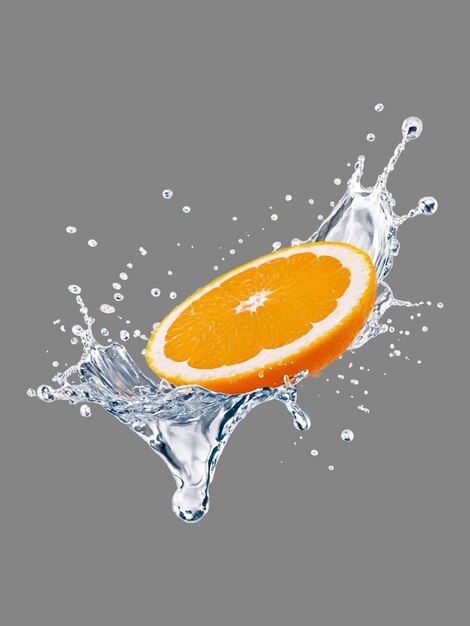 Photo an orange is being splashed with water and the word quot s quot