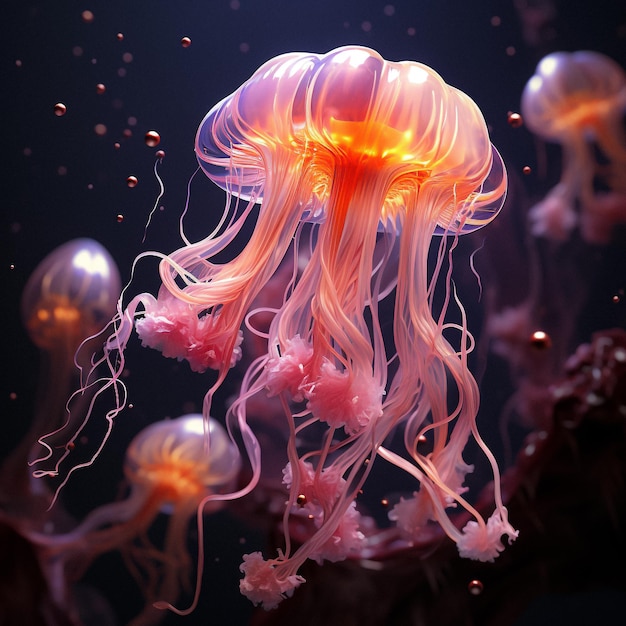 orange jellyfish in the aquarium