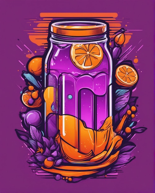 Photo orange juice details lost in bubble tea background tshirt design streetwear design professional