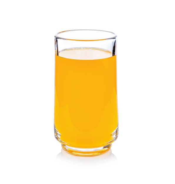 Orange juice glass, isolated on white background