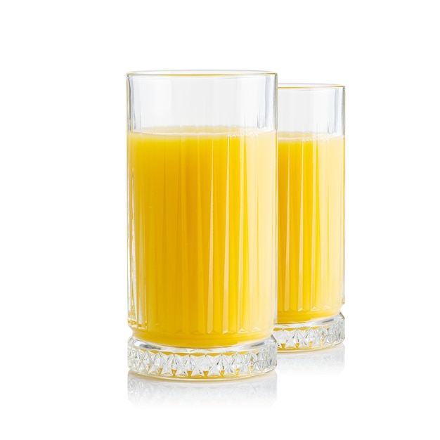 Orange juice glass isolated on white glass of fresh orange juice on white background