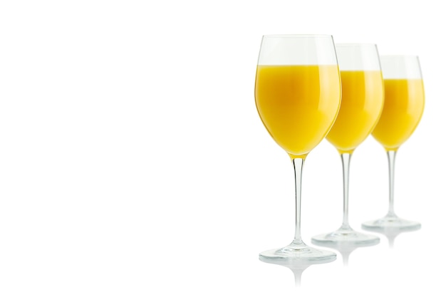 Orange juice glass isolated on white glass of fresh orange juice on white background