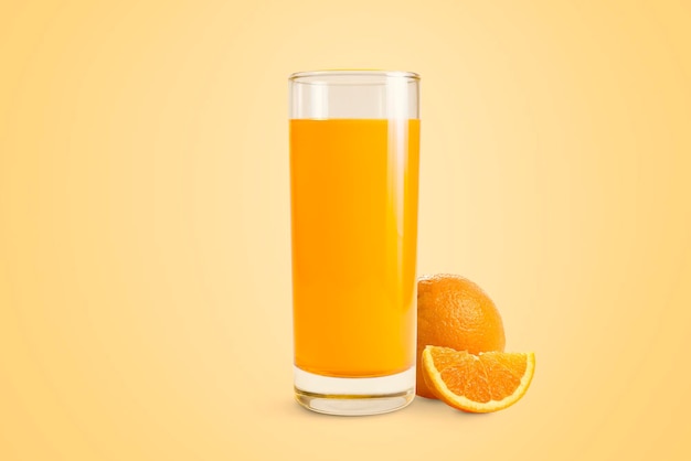 Orange Juice on glass with orange fruit