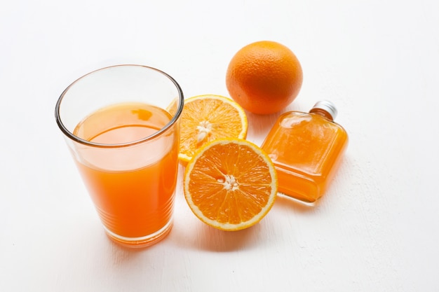 Orange juice isolated on white background.