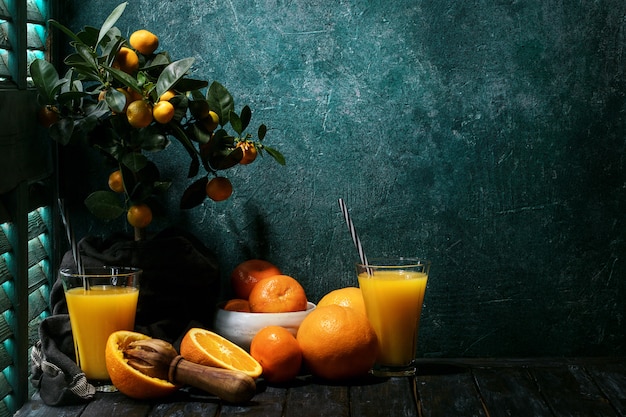 Orange Juice served with oranges