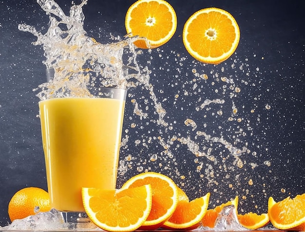 orange juice splash in glass