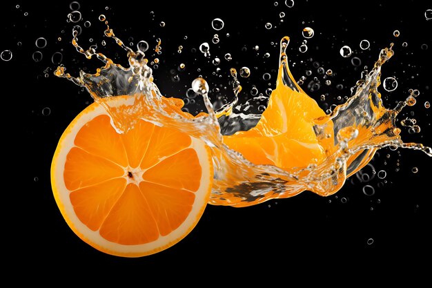 Orange juice splash on a gray background