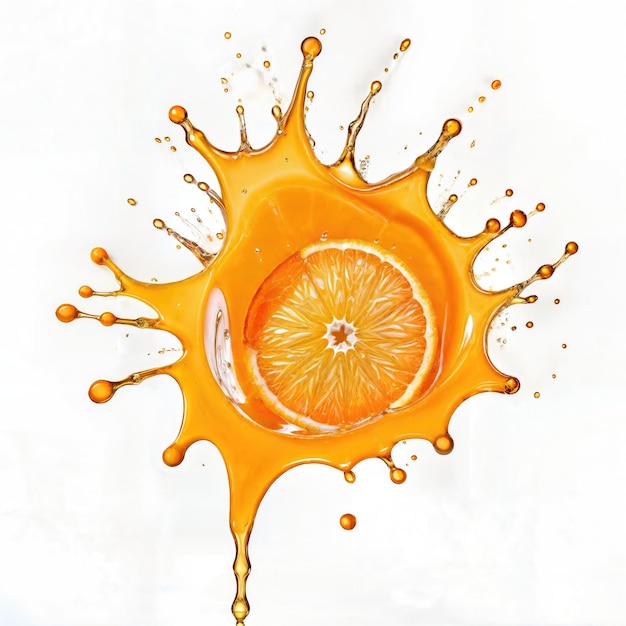 Photo orange juice splash isolated against white background